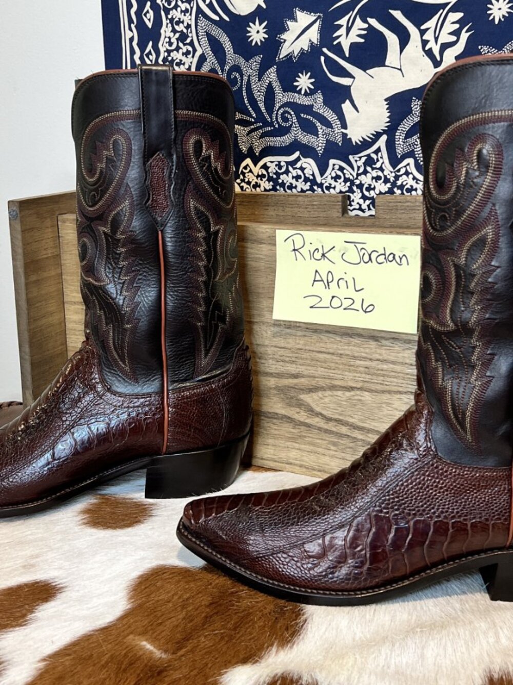 [SOLD] Lucchese Exotic Ostrich Leg Cowboy Boots in Men's Size 9D - Picture 4 of 9